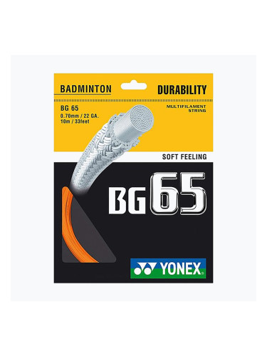 Струна за бадминтон YONEX BG 65 Комплект 10 м оранжева