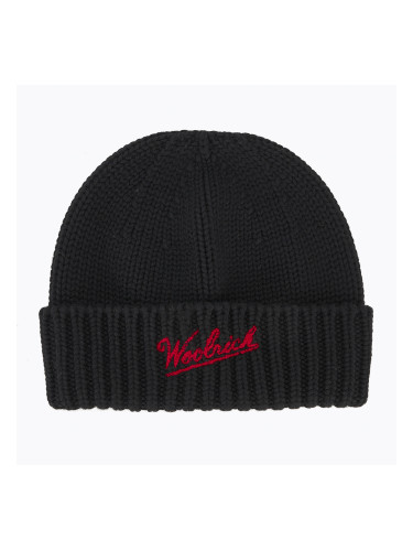 Мъжка зимна шапка Woolrich Merino Wool Logo Beanie black