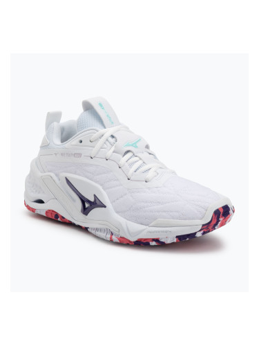 Обувки за хандбал Mizuno Wav Stealth Neo 2 white/violet indigo/camellia rose