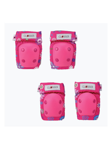 Globber Комплект бебешки протектори за малки деца в наситено розово/цветя