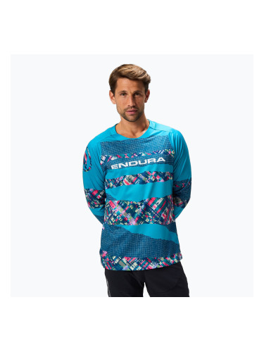 Мъжки Endura Patchwork Ltd Printed barra blue cycling longsleeve