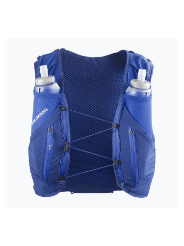 Salomon Advance Skin 12 жилетка за бягане морско синьо/лимонено