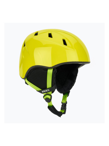 Детска скиорска каска Briko Makalu Jr shiny sunflower yellow/lineade green