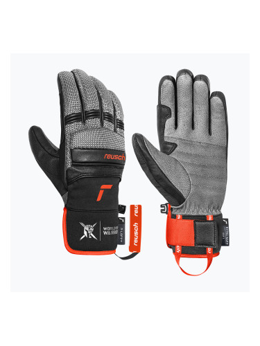 Мъжки скиорски ръкавици Reusch Alpine Master black/silver/fluo red