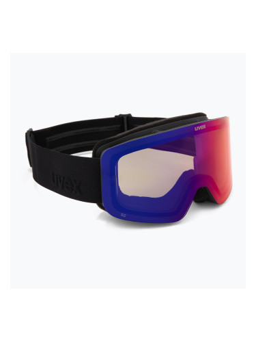 Детски скиорски очила UVEX Pwdr FM black matt/mirror ruby/green/clear