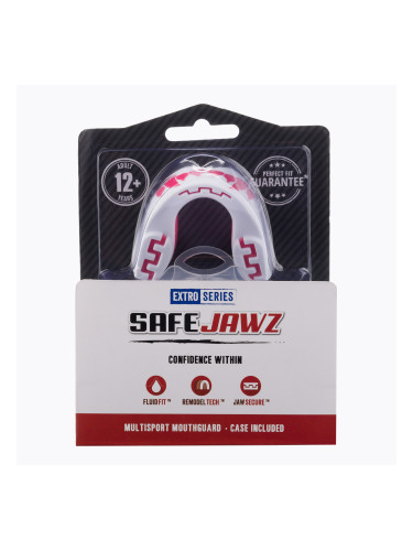 SAFEJAWZ Протектор за челюст от серия Extro, бял и розов SJFANGZPIA