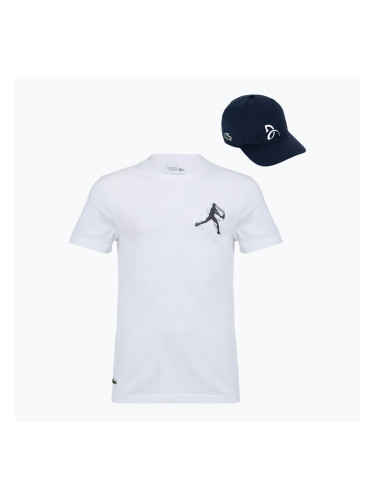 Koszulka męska + czapka Lacoste TH1044 white/ navy blue
