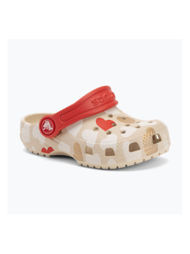 Детски джапанки Crocs Classic Heart Print Clog sandstone