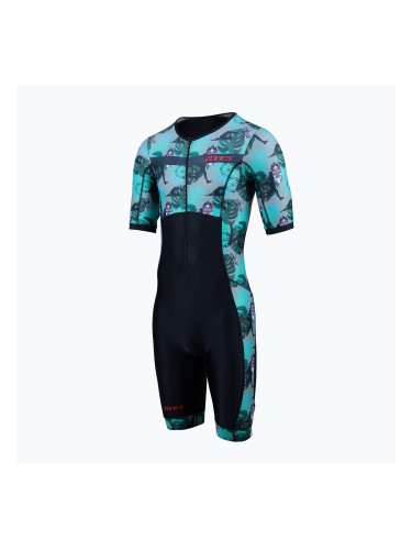 Мъжки костюм за триатлон ZONE3 Activate+ с къс ръкав tribal rush/black/khaki