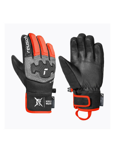 Детски скиорски ръкавици Reusch Worldcup Warrior Prime R-Tex XT black/silver/fluo red