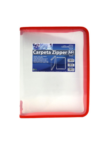 Папка с цип OfBox Lateral A4+ червен