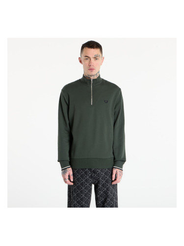 Суитшърт FRED PERRY Half Zip Sweatshirt Court Green/ Snow White/ Navy L