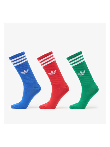 adidas 3-Stripes High Crew Socks 3 Pairs Blue/ Better Scarlet/ Green L