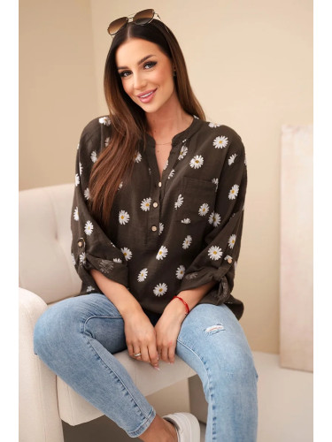 Ленена блуза Kesi с флорален мотив