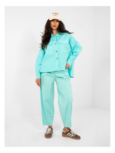 Тюркоазена риза с дълъг ръкав