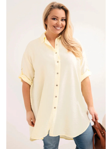 Жълта вискозна риза с удължен гръб