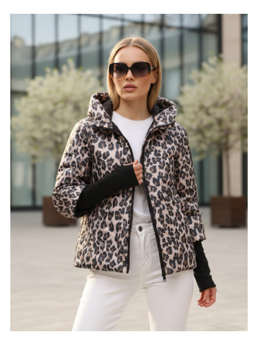 Дамско ватирано яке с леопардов принт
