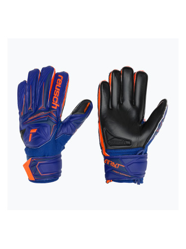 Детски вратарски ръкавици Reusch Attrakt Infinity Finger Support Junior sharp blue/shocking orange/black