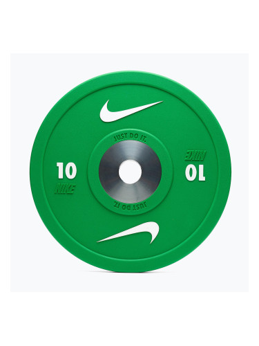 Бъмпер тежести Nike Strength Pro Urethane Bumper Plates 10 kg green/white
