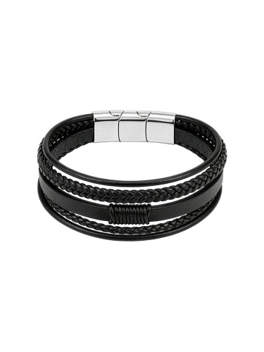 Кожена мъжка гривна с плетени детайли Bellita