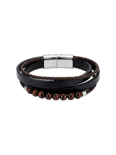 Кожена мъжка гривна с мъниста Bellita