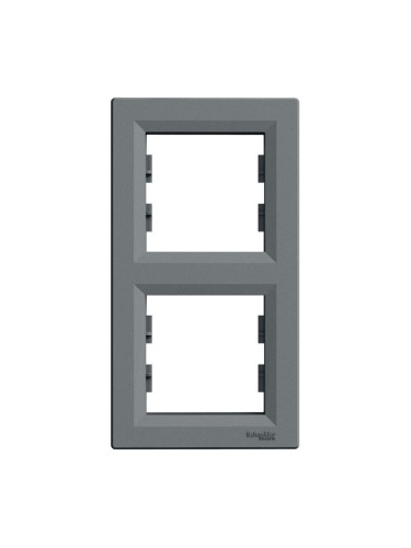 Вертикална рамка, Schneider, Asfora, две гнезда, цвят стомана, EPH5810262