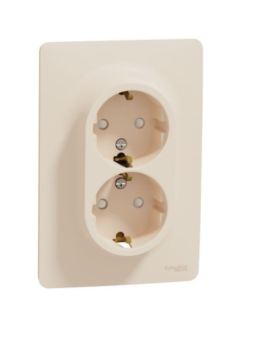 Електрически контакт, 16A, 250VAC, двоен, крем, за вграждане, шуко, New Unica, NU206744