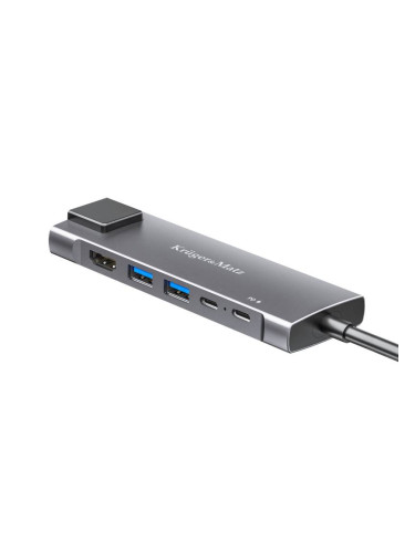 USB хъб, KM0391.2, USB-A/USB-C/HDMI/LAN, сив