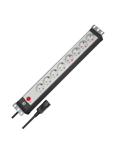 Разклонител, 8гнезда, 19" шкаф, 3m, сив/черен, Premium-Line, Brennenstuhl, 1156057128