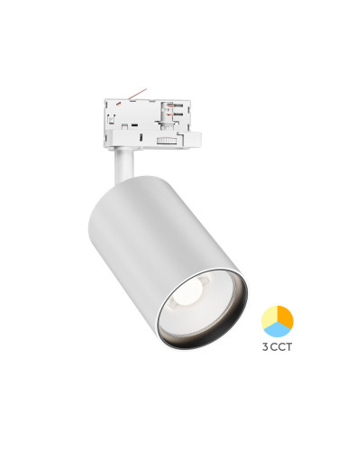 LED прожектор за релса, за четирипроводна релса, 30W, 230VAC, 3420lm, 3в1 цвята, BD40-00780, бял корпус