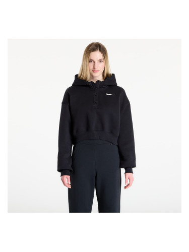 Суитшърт Nike Sportswear Phoenix Fleece Women's Oversized Cropped Henley Hoodie Black/ Sail S