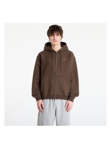 Суитшърт Nike Solo Swoosh Men's Full-Zip Fleece Hoodie Dark Hazel/ White M