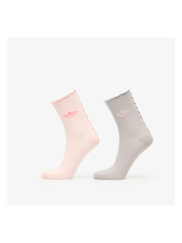 adidas Ruffle Socks 2 Pairs Sandy Pink/ Grey Two M