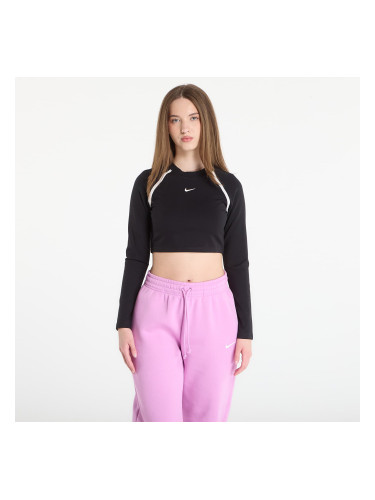 Тениска Nike Sportswear Women's Tight Long-Sleeve Cropped Top Black/ Black/ Chalk/ Chalk XS