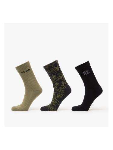 Hugo Boss Qs Rib Fern Socks 3-Pack Black 40-46