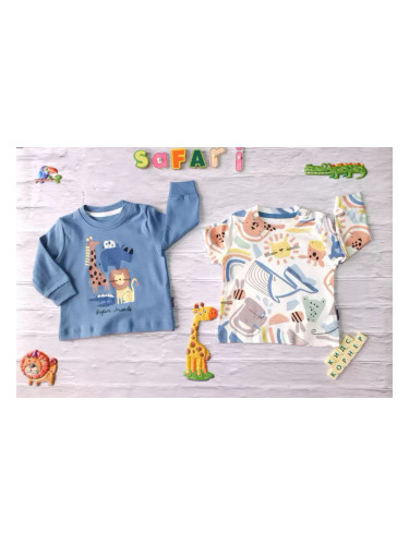Комплект от две бебешки блузи Safari Friends Blue