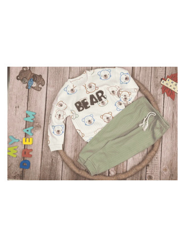 Бебешка памучна пижамка в зелени нюанси