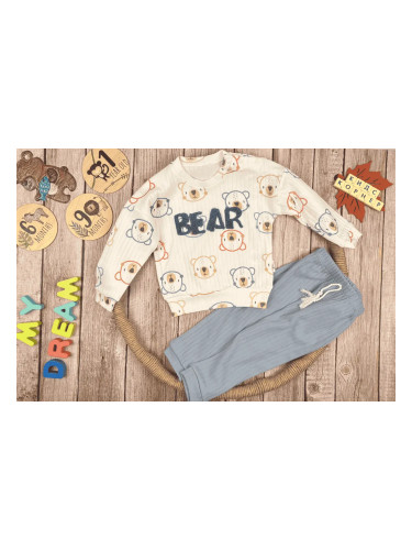 Бебешка памучна пижамка в сини нюанси