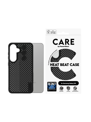 Гръб Care by PanzerGlass  за Samsung Galaxy S25, Feature Case, Heat Beat, QI Compatible, Черен
