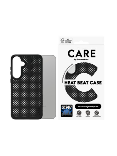 Гръб Care by PanzerGlass за Samsung Galaxy S25 Plus, Feature Case, Heat Beat, QI Compatible, Черен