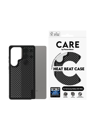 Гръб Care by PanzerGlass за Samsung Galaxy S25 Ultra, Feature Case, Heat Beat, QI Compatible, Черен
