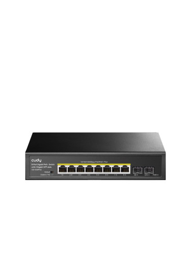 Суич Cudy GS1008PS2, L2, 8 x Gigabit Ethernet PoE ports, 2 x SFP, 128MB RAM