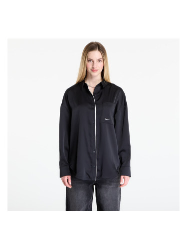 Риза Nike Sportswear Women's Oversized Satin Long-Sleeve Top Black/ Sail L