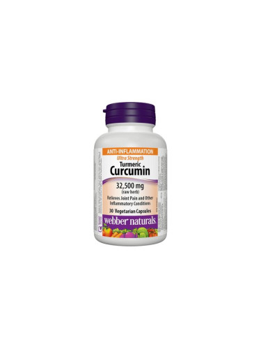 Куркума Турмерик Ultra Strength 32500 mg + Черен пипер 30 V капсули | Webber Naturals