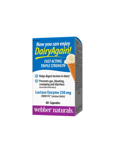 Лактаза Ензим 250 mg 60 капсули | Webber Naturals