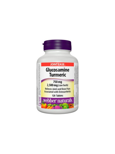 Glucosamine Turmeric - Глюкозамин Сулфат + Kуркума - Здрави стави, 120 таблетки Webber Naturals