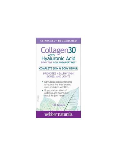 Collagen30® Колаген + Хиалурoнова киселина 180 таблетки | Webber Naturals
