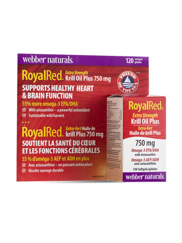 Крил масло Плюс Омега-3 и Астаксантин RoyalRed® 120 софтгел капсули | Webber Naturals