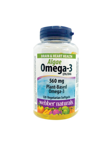 Омега-3 от водорасли 560 mg 120 софтгел капсули | Webber Naturals