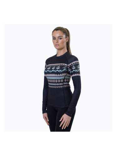 Дамски Surfanic Cozy Limited Edition Crew Neck термален дълъг ръкав черен fairisle
